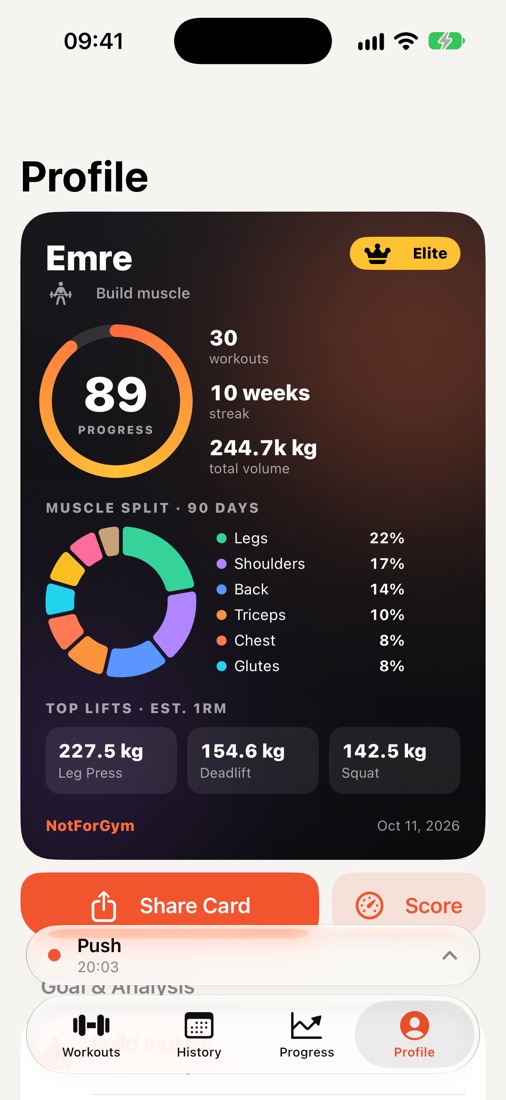 Athlete card